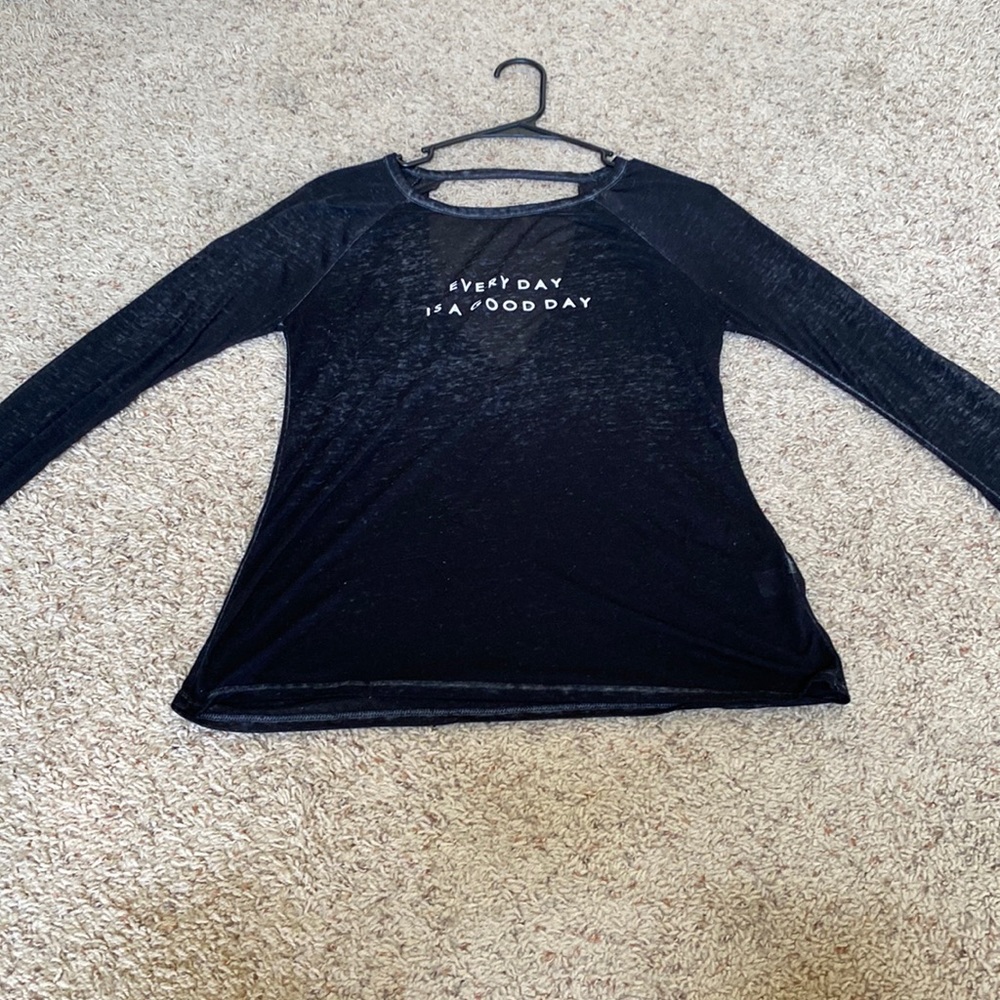 Sheer, black shirt